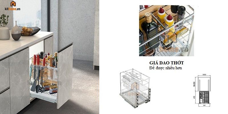 Giá dao thớt KITD - 350 inox sus 304 xước mờ cao cấp